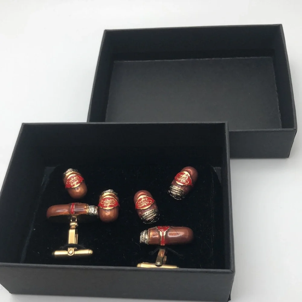 JJ Weston Cuban Cigar 2 Cufflinks & Four Studs Made in the USA Superior Quality